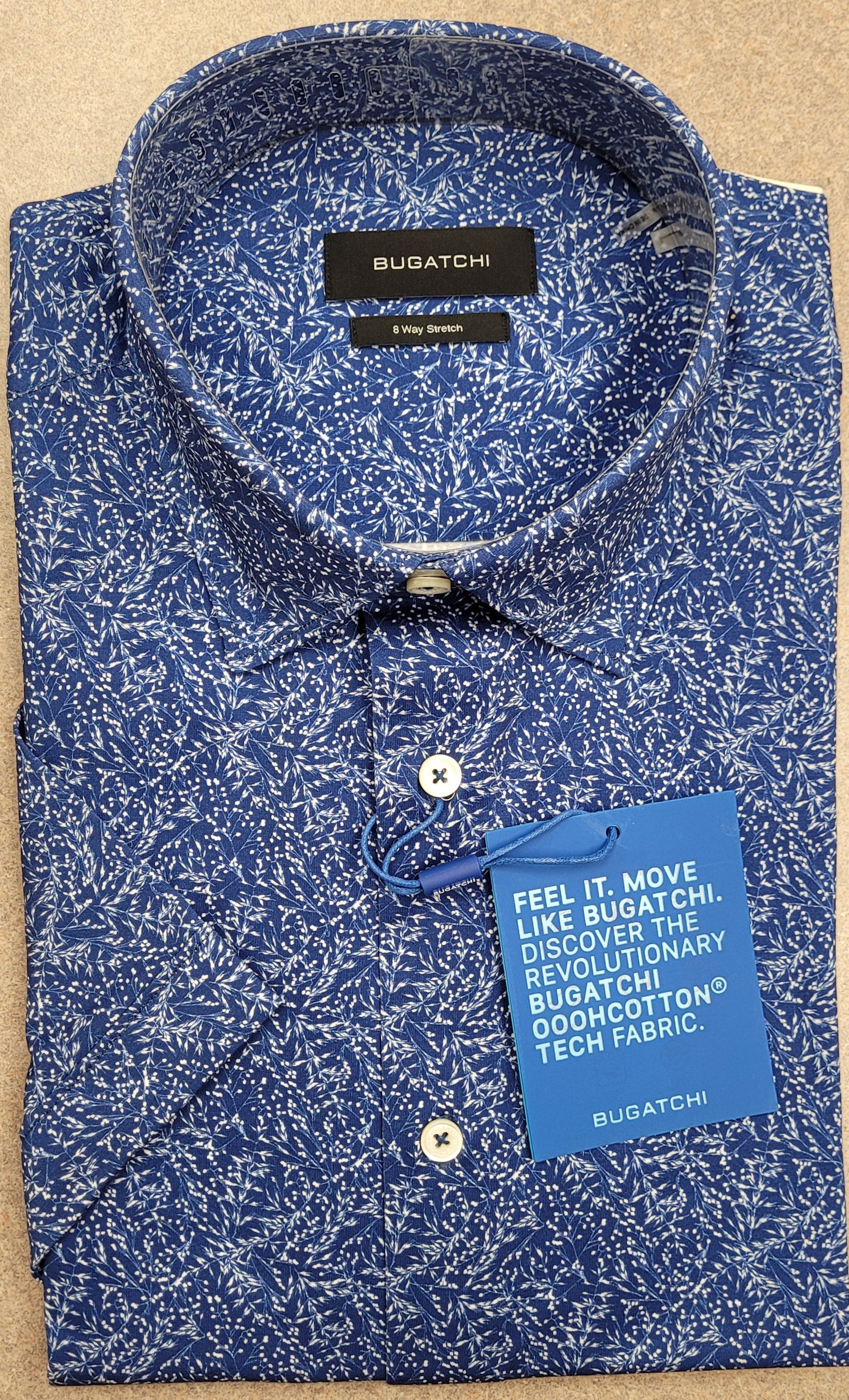 Bugatchi Short Sleeve Modern Fit Shirt OOOHCotton Tech way
