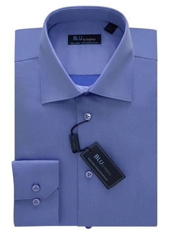 Polifroni - Long Sleeve Shirt - Non Iron High Quality 100% Cotton - Shaped Fit  - Blu-360-19 Navy