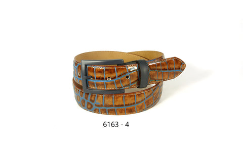 Bench Craft - Croco with Blue Casual Belt - 35MM - 6163