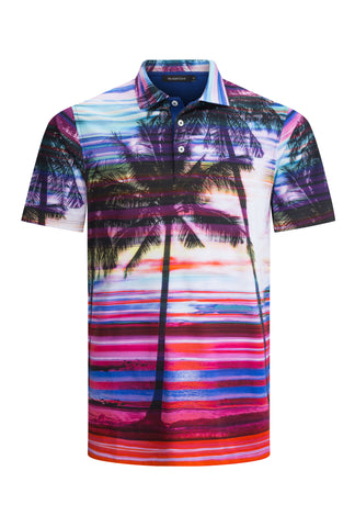 Tropical Print Hawaiian Golf Shirt Polo Shirt Bugatchi 
