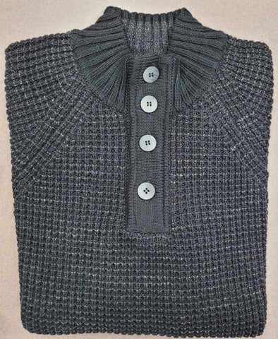 Modango - Mock Neck Quarter Buttoned Sweater - Wool Blend  - MOSW222311