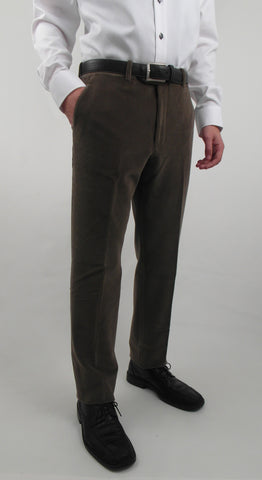 Gala - R7-2- Stretch Corduroy Pant -Wide Wale - Marco (plain front) Cotton Blend -  Made In Canada - Taupe, Brown