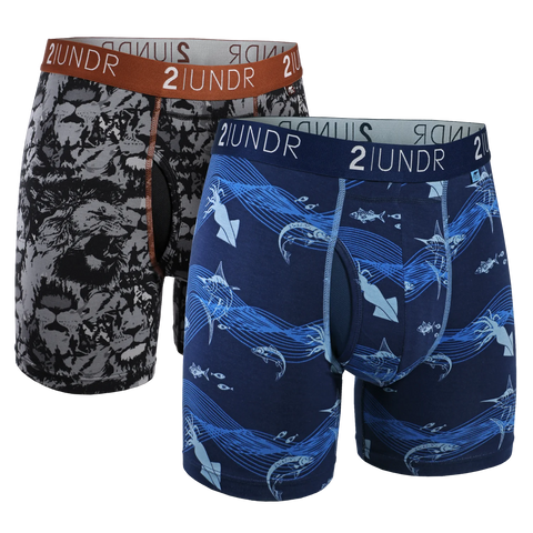 2UNDR - 6" Swing Shift Boxer Briefs (2 pack) - 2U012B - Lion King/Deep Sea