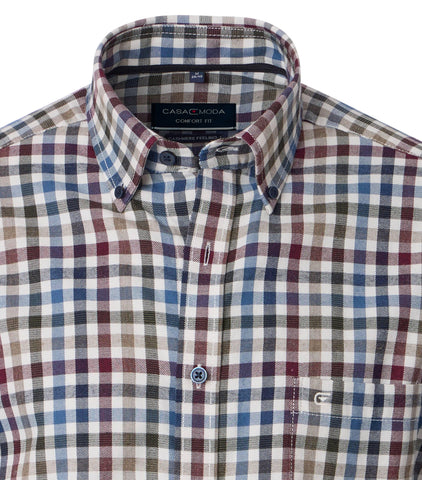 Casa Moda - Long Sleeve Cotton Shirt - Cashmere Feeling - Comfort Fit - 444343800
