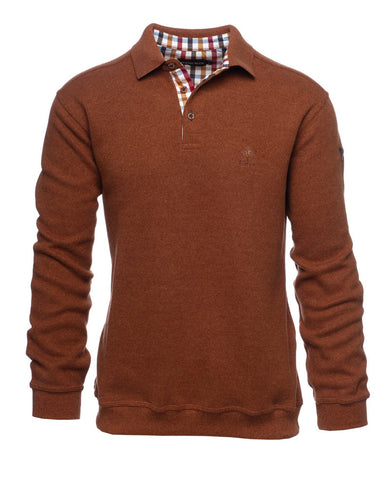 Ethnic Blue - Soft Feeling Polo Sweater - 3-Button Placket - Cotton/Poly Blend  5976Y