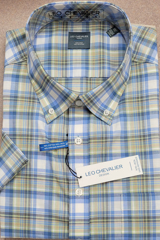 Leo Chevalier - Short Sleeve Shirt - Modern Fit - 100% Cotton - Non-iron - Big and Tall - 622387/QT