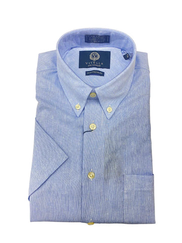Viyella - Short Sleeve Cotton/Linen Shirt - Classic Fit - Big and Tall - 652320/QT- MADE IN CANADA