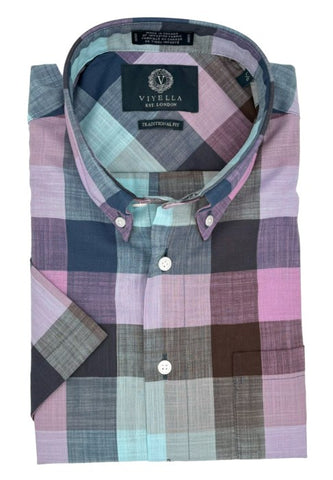 Viyella - Short Sleeve Cotton Shirt - Classic Fit - 652350- MADE IN CANADA