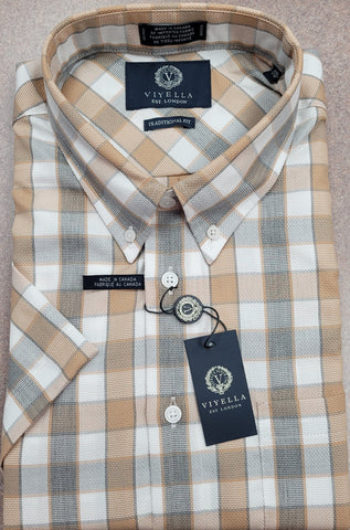Viyella - Short Sleeve Cotton Shirt - Classic Fit - 652352- MADE IN CANADA