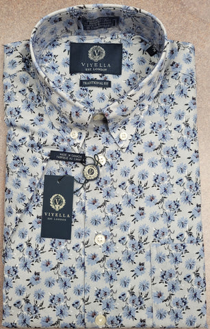 Viyella - Short Sleeve Cotton Shirt - Classic Fit - 654350- MADE IN CANADA