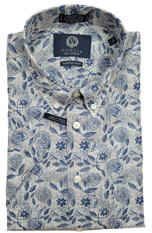 Viyella - Short Sleeve Cotton/Linen Blend Shirt - Classic Fit - 654365 - MADE IN CANADA