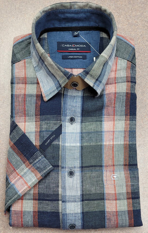 Casa Moda - Short Sleeve Shirt - Linen/Cotton Blend - Short Style - Casual Fit - 934045100