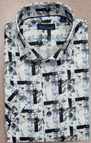 Blu -  Short Sleeve Sport Shirt - Cotton Stretch - B2347121