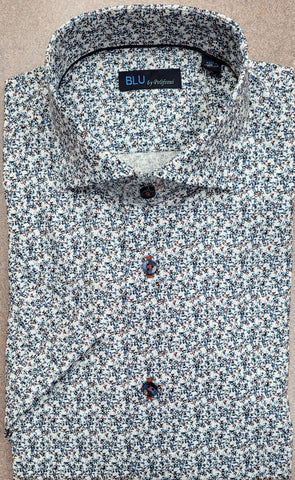 Blu -  Short Sleeve Sport Shirt - Cotton Stretch - B2347131