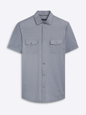 Bugatchi - Short Sleeve Modern Fit Shirt - OOOHCotton Tech - 8 way Stretch - BF9037F48