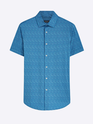 Bugatchi - Short Sleeve Modern Fit Shirt - OOOHCotton Tech - 8 way Stretch - BF9313F40