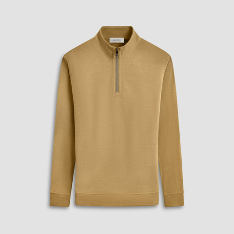 Bugatchi - Reversible Pique/Fishermen Knit Long Sleeve - Quarter Zip Mock Neck Pullover - Cotton Blend - FF2409K25