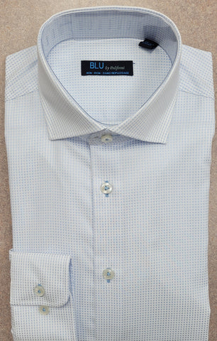 BLU - Long Sleeve Shirt - Non Iron 100% Cotton - Shaped Fit  - Tall Sizing - G2347105T