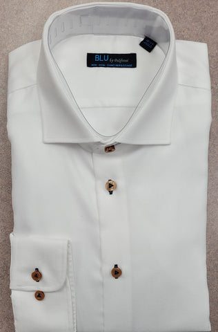 BLU - Long Sleeve Shirt - Non Iron 100% Cotton - Shaped Fit  - G2347107