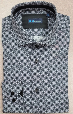 BLU  - Long Sleeve Shirt - Shaped Fit - Cotton Blend - B-2349268 Clearance
