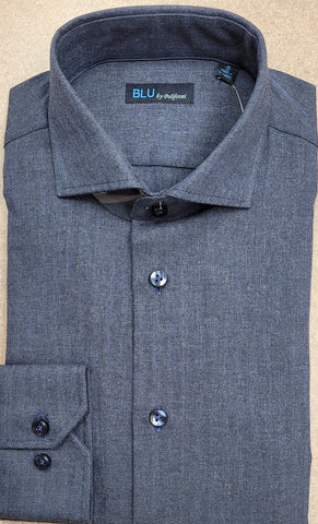 Blu  - Long Sleeve Shirt - Shaped Fit - 100% Cotton - B-2349273