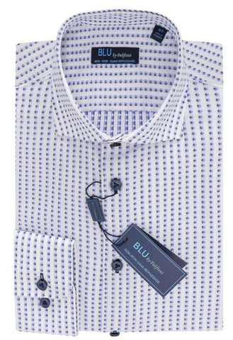 BLU - Long Sleeve Shirt - Non Iron 100% Cotton - Modern Fit  - Big and Tall - G2452251T