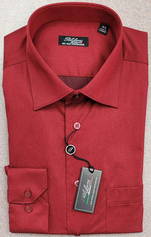 Polifroni - Non Iron - High Quality 100% Cotton Dress Shirt - Classic Fit - GC-360-49 - Burgundy/Dark Red