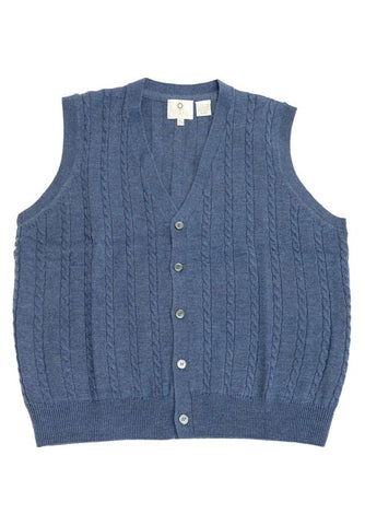 Viyella - Merino Wool - Button Front Cable Knit Vest - 255616