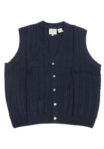 Viyella - Merino Wool - Button Front Cable Knit Vest - 255616