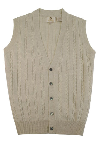 Viyella - Merino Wool - Button Front Cable Knit Vest - 255616-2