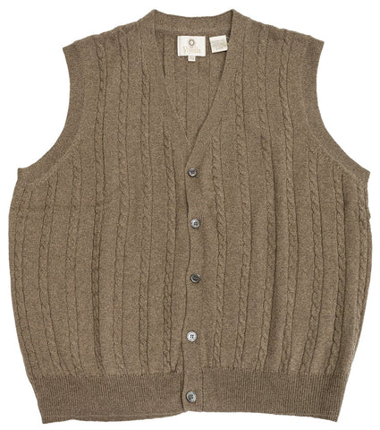 Viyella - Merino Wool - Button Front Cable Knit Vest - 255616-3