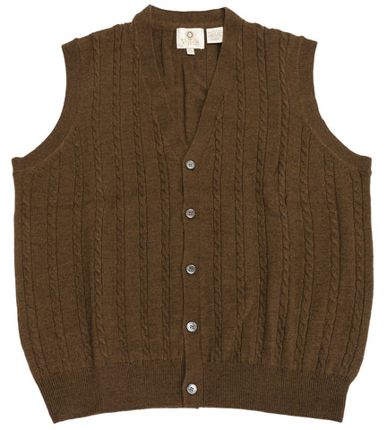 Viyella - Merino Wool - Button Front Cable Knit Vest - 255616-3