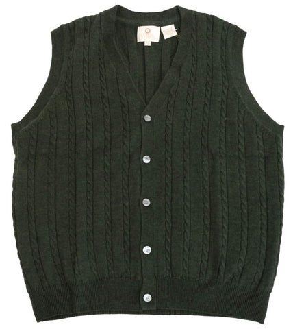 Viyella - Merino Wool - Button Front Cable Knit Vest - 255616-3