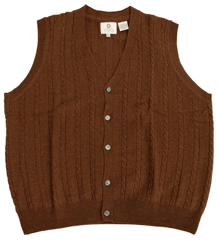 Viyella - Merino Wool - Button Front Cable Knit Vest - 255616-3