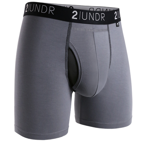 2UNDR - 6" Swing Shift Boxer Briefs - 2U01BB - Grey/Black