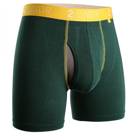 2UNDR - 6" Swing Shift Boxer Briefs - 2U01BB - Dark Green/Gold