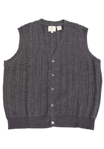 Viyella - Merino Wool - Button Front Cable Knit Vest - 255616-2