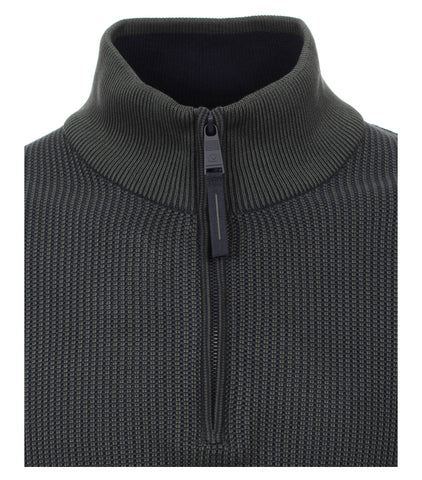 Casa Moda - Half Zip Textured Knit Sweater - 100% Cotton - 413710500 - Clearance