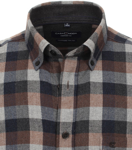 Casa Moda - Long Sleeve Shirt - Cashmere Feeling Flannel - 100% Cotton - Comfort Fit - 413763500