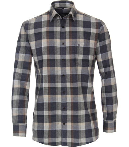 Casa Moda - Long Sleeve Shirt -  Cashmere Feeling Flannel- 100% Cotton - Comfort Fit - 413763900 Clearance
