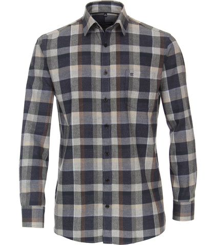 Casa Moda - Long Sleeve Shirt -  Cashmere Feeling Flannel- 100% Cotton - Comfort Fit - 413763900