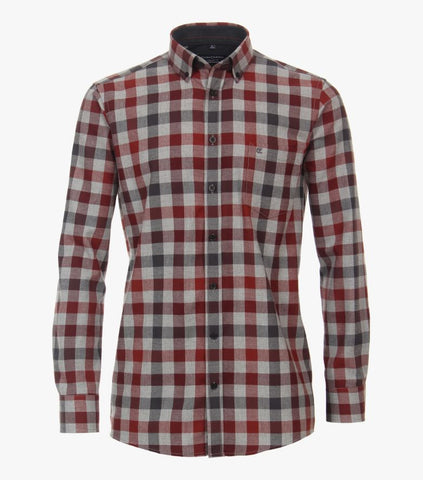 Casa Moda - Long Sleeve Shirt - 100% Cashmere Feeling Cotton - Comfort Fit - 423949300