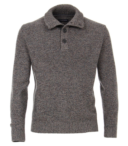 Casa Moda - Quarter-Buttoned Knit Sweater - Wool/Cotton - 493232700 Clearance