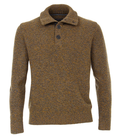 Casa Moda - Quarter-Buttoned Knit Sweater - Wool/Cotton - 493232700 Clearance