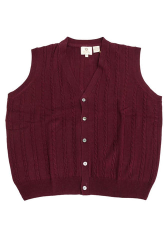 Viyella - Merino Wool - Button Front Cable Knit Vest - 255616-2
