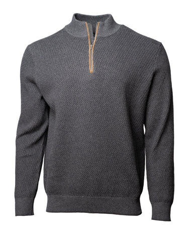 Viyella - 1/4 Zip Mock Neck Sweater - Cotton/Cashmere - 559671