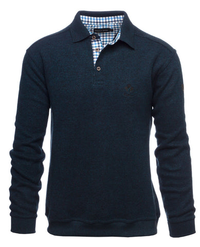 Ethnic Blue - Soft Touch Polo Sweater - 3-Button front - Cotton/Poly  - 5975F