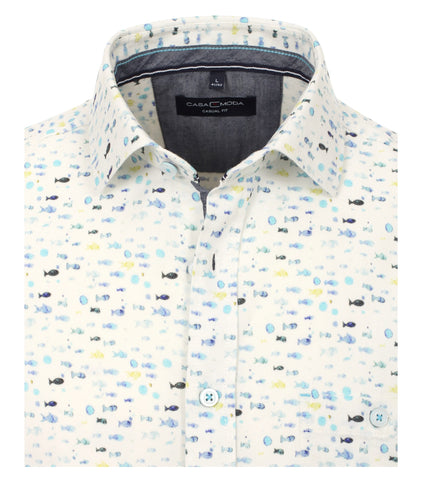 Casa Moda - Short Sleeve Cotton Shirt - Modern Casual Fit - 913586500 Clearance