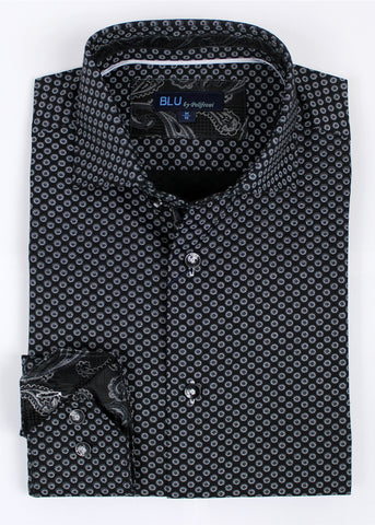 Blu  - Long Sleeve Shirt - Shaped Fit -  B-1845303 - Clearance