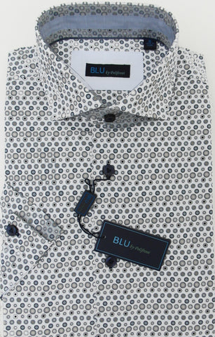 BLU - Short Sleeve Sport Shirt - 100% Cotton - Shaped Fit  - B2142085 Clearance